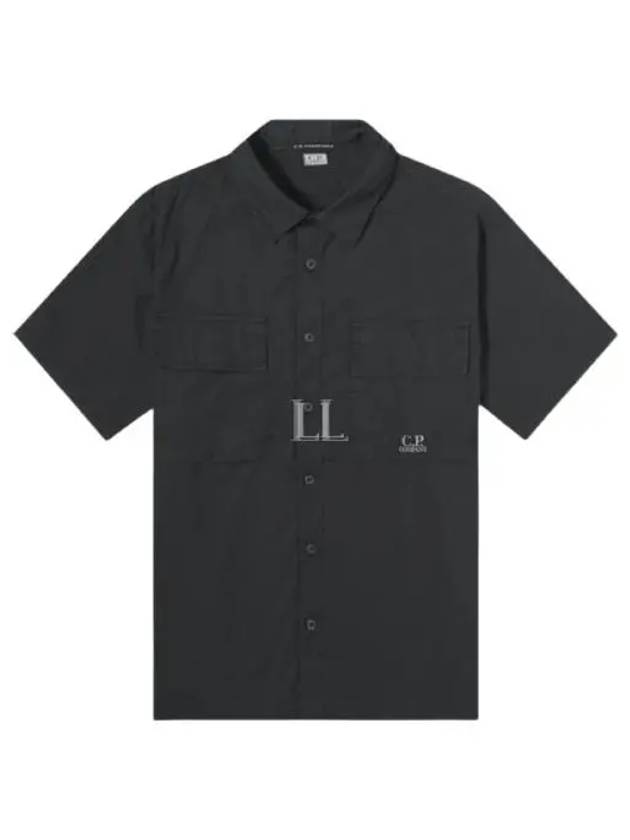 Cotton Rip-Stop Short Sleeve Shirt Black - CP COMPANY - BALAAN 2