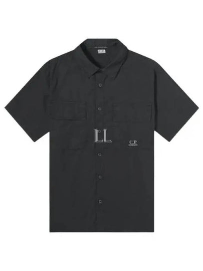 Cotton Rip-Stop Short Sleeve Shirt Black - CP COMPANY - BALAAN 2