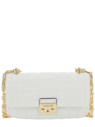 Tribeca' White Quilted Crossbody Bag With Chain-Link Shoulder Strap And Logo Plaque On The Front In Leather Woman - MICHAEL KORS - BALAAN 1