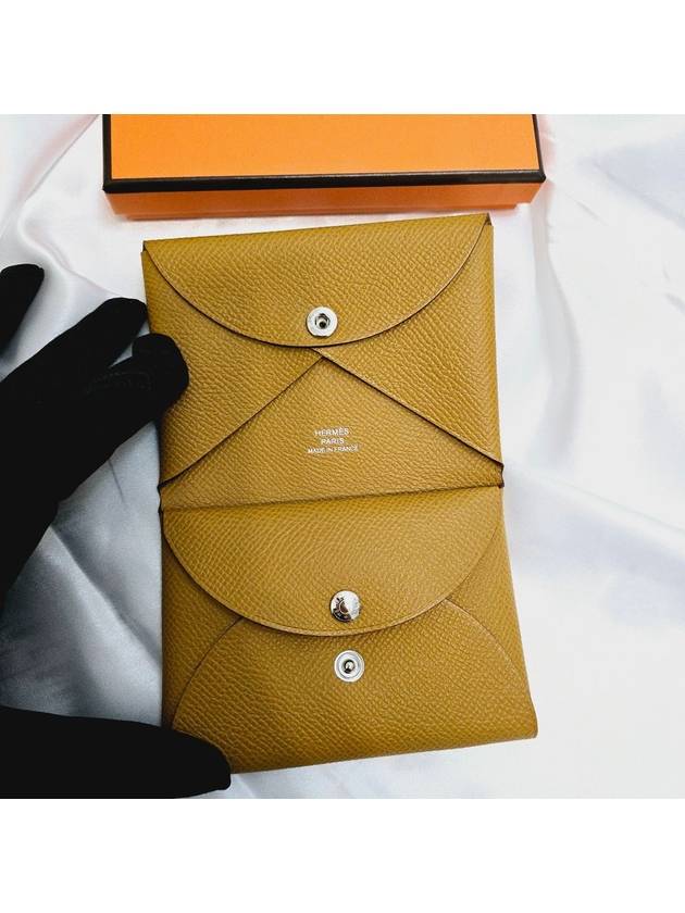 Calvi Duo Compact Card Wallet Yellow - HERMES - BALAAN 2