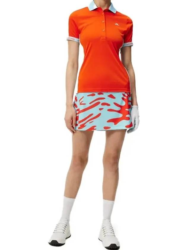 Demi Short Sleeve Polo Shirt Tangerine Tango - J.LINDEBERG - BALAAN 5