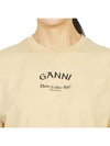 Logo Relaxed Fit Short Sleeve T-Shirt Pale Khaki - GANNI - BALAAN 9