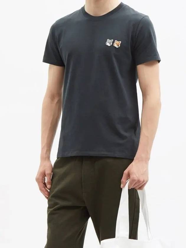 Double Fox Head Patch Classic Short Sleeve T-Shirt Anthracite - MAISON KITSUNE - BALAAN 3