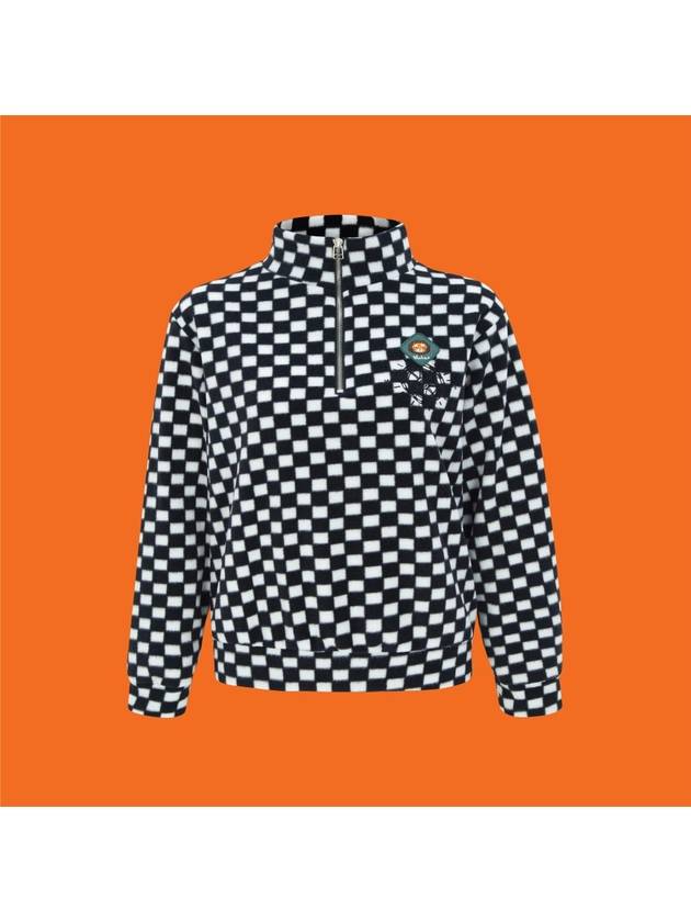 Long Sleeve T-Shirt Green Label Fleece Checker Border Half Zip Up Sweatshirt GT60608 - MAHES - BALAAN 1