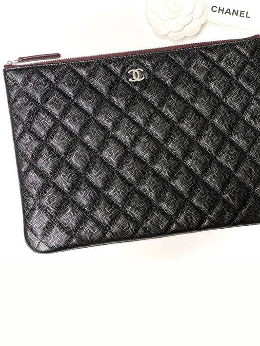 Medium Classic Clutch Bag Caviar Leather & Silver Black - CHANEL - BALAAN 2