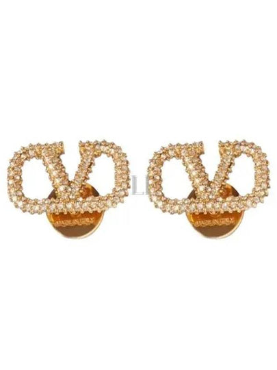 V Logo Signature Earrings Gold - VALENTINO - BALAAN 2