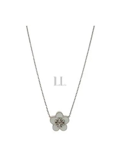 Kira Flower Pendant Necklace Silver Blue - TORY BURCH - BALAAN 2