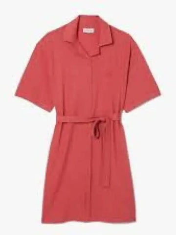 Women s linen blend open collar shirt dress Lightbrick 1280192 - LACOSTE - BALAAN 1