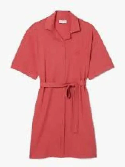 Women s linen blend open collar shirt dress Lightbrick 1280192 - LACOSTE - BALAAN 1