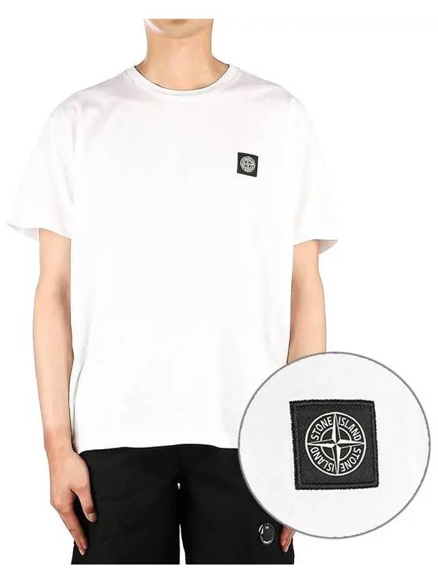 Logo Patch Cotton Short Sleeve T-Shirt White - STONE ISLAND - BALAAN 2