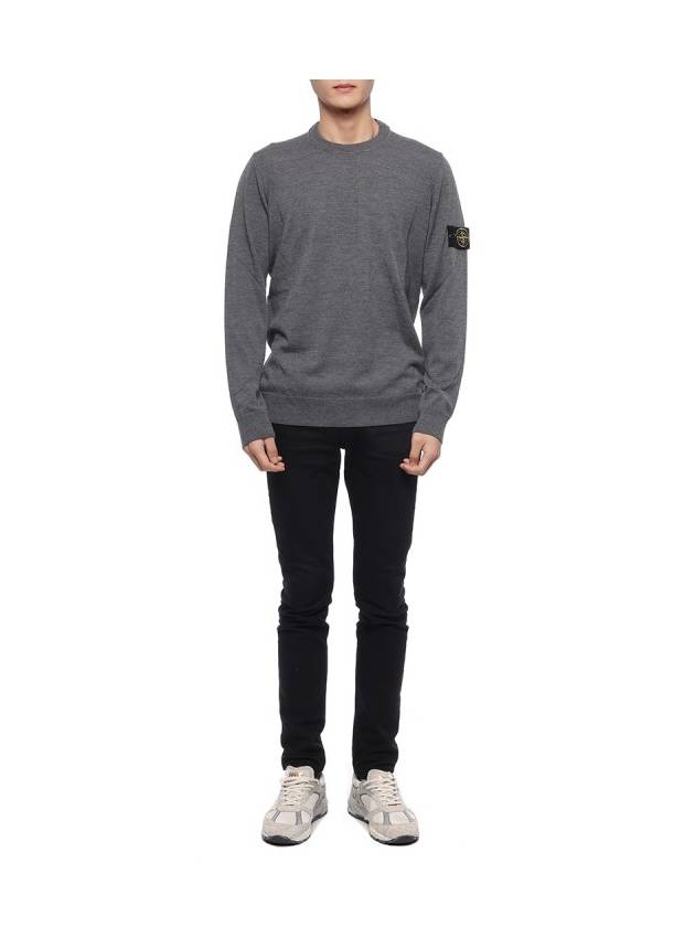 Regular Fit Crew Neck Wool Knit Top Grey - STONE ISLAND - BALAAN 4