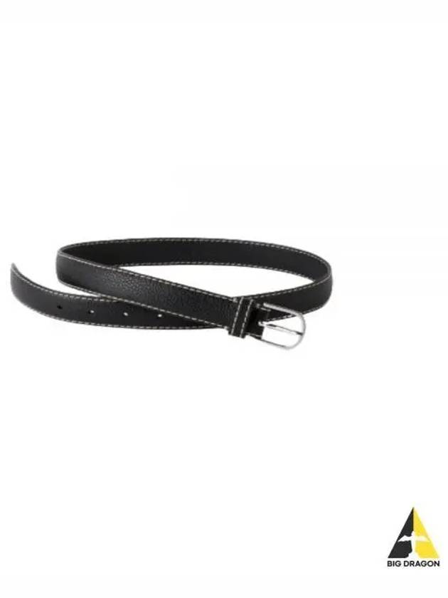 Slim Grained Leather Belt Black - TOTEME - BALAAN 2