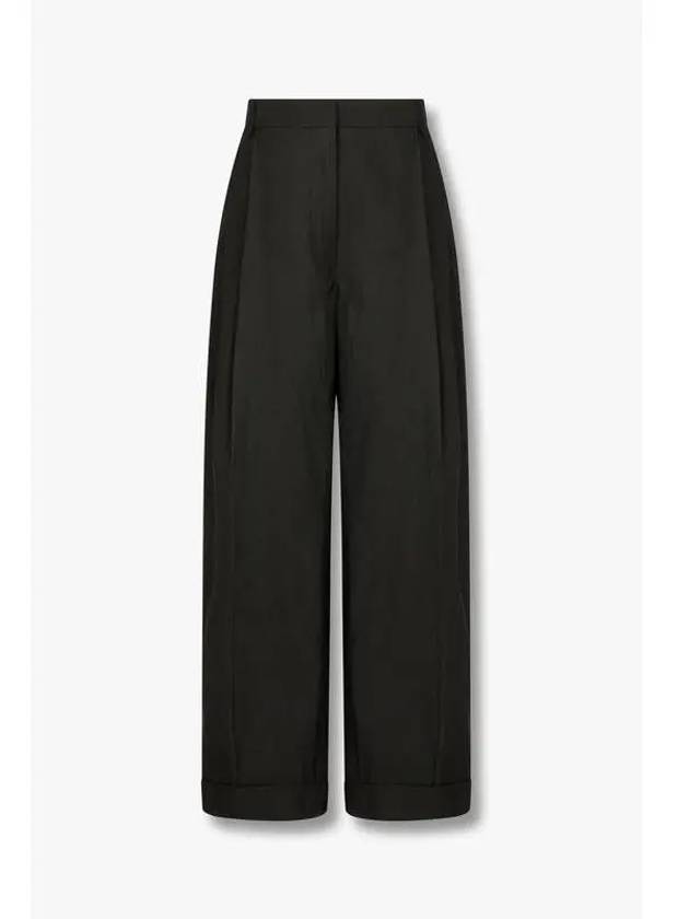 Women s Pleated Cotton Linen Pants Black - DRIES VAN NOTEN - BALAAN 1