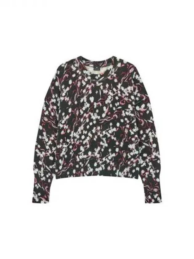 PS Women s Floral Wool Cotton Crew Neck Knit Black 270658 - PAUL SMITH - BALAAN 1