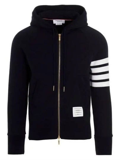 Engineered 4 Bar Diagonal Zip Up Hoodie Navy - THOM BROWNE - BALAAN 2