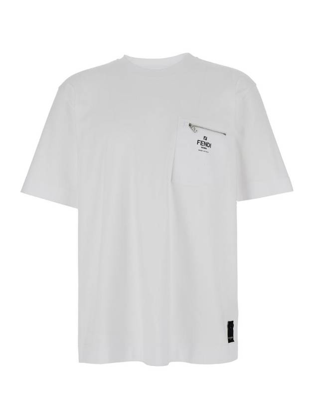 O'Lock Patch Pocket Cotton Short Sleeve T-Shirt White - FENDI - BALAAN 1