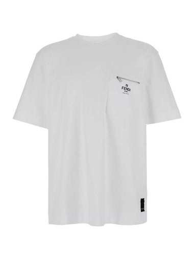 O'Lock Patch Pocket Cotton Short Sleeve T-Shirt White - FENDI - BALAAN 1