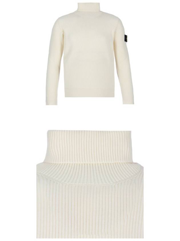 Wappen Patch Wool Turtleneck  White - STONE ISLAND - BALAAN 6