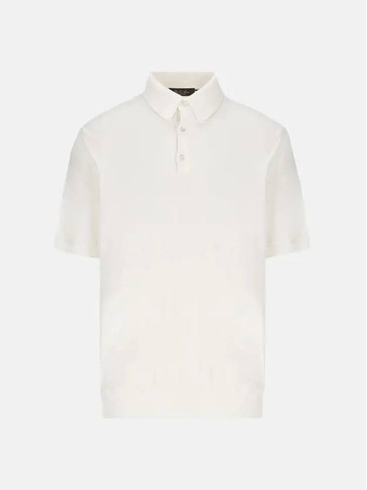 Men's MM Cotton Short Sleeve Polo Shirt White - LORO PIANA - BALAAN 2