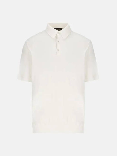 Men's MM Cotton Short Sleeve Polo Shirt White - LORO PIANA - BALAAN 2