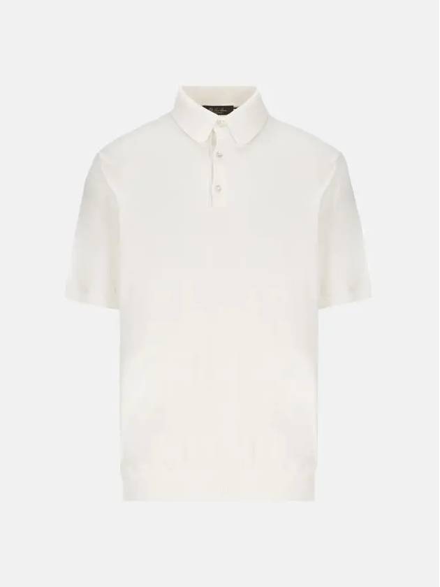 Men's MM Cotton Short Sleeve Polo Shirt White - LORO PIANA - BALAAN 4