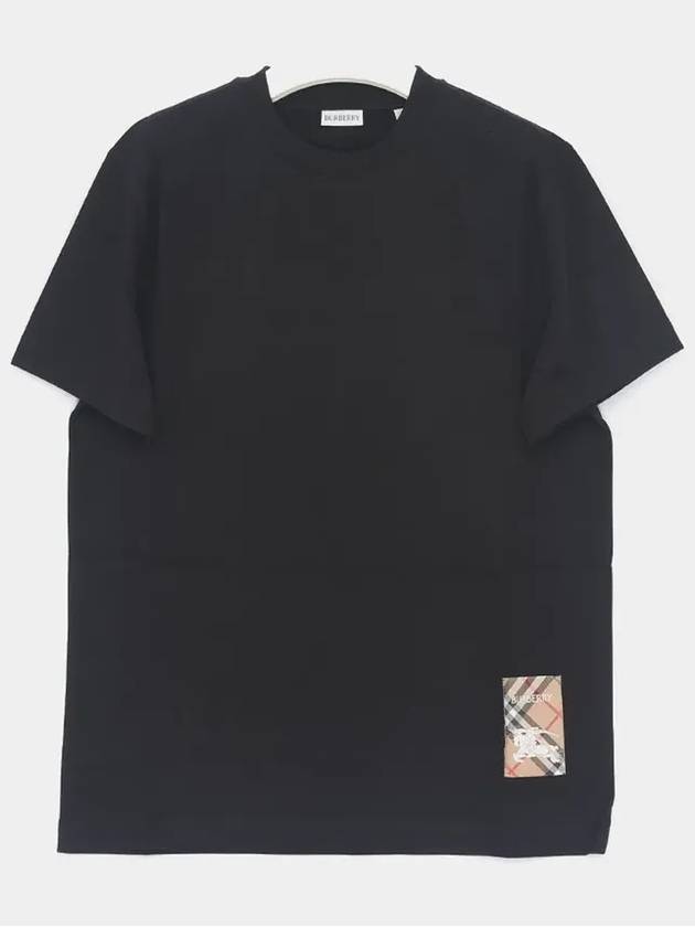 Check Label Cotton Short Sleeve T-Shirt Black - BURBERRY - BALAAN 4