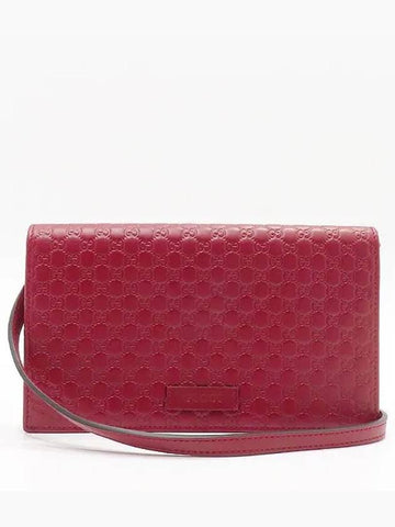 466507 Red Micro Cima Leather Clutch and Mini Cross Bag - GUCCI - BALAAN 1