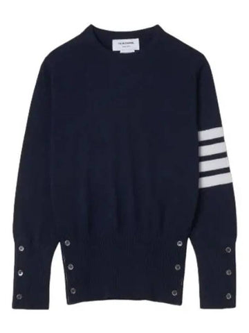 Classic diagonal cashmere knit navy - THOM BROWNE - BALAAN 1