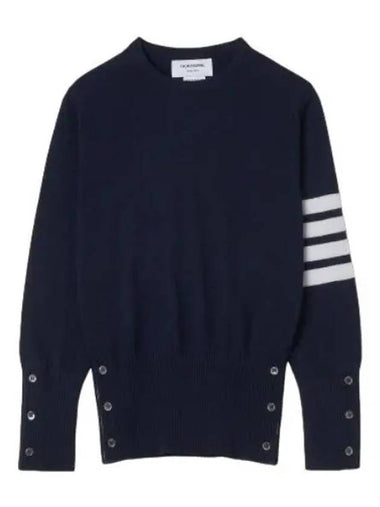 Classic diagonal cashmere knit navy - THOM BROWNE - BALAAN 1