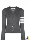 Cotton 4-Bar Milano Classic V-Neck Cardigan Medium Grey - THOM BROWNE - BALAAN 2