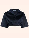 Logo Crop Short Sleeve Shirt Navy - PRADA - BALAAN 2