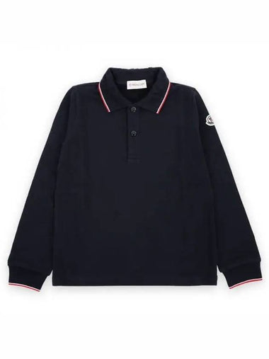 Kids Collar Three Stripes Wappen Patch PK Long Sleeve Navy 8B00001 8496W 778 8 10A 270173 1053866 - MONCLER - BALAAN 1