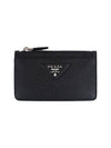 Triangle Stitch Logo Card Wallet Black - PRADA - BALAAN 2