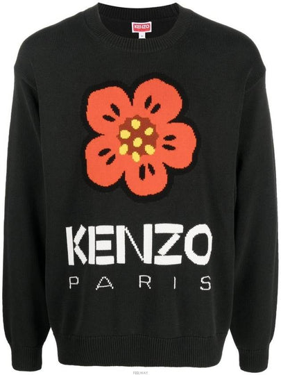 Boke Flower Wool Jumper Knit Top Black - KENZO - BALAAN 2