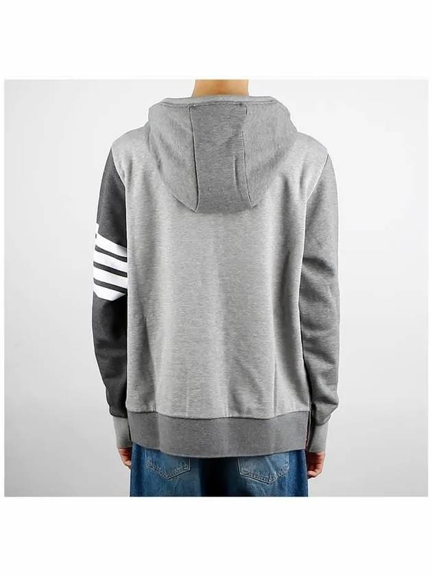 Panel Drawstring Cotton Hoodie Grey - THOM BROWNE - BALAAN 5