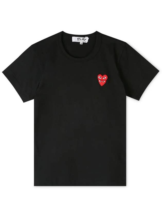 Women's Double Red Waffen Short Sleeve T-Shirt P1 T287 1 Black - COMME DES GARCONS PLAY - BALAAN 4