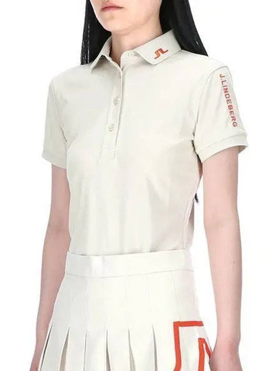 Women's Golf Tour Tech Polo Shirt Almond Milk - J.LINDEBERG - BALAAN 2