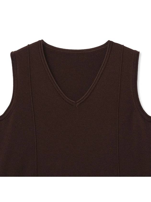 Pintuck Knit Vest Brown - NOIRER FOR WOMEN - BALAAN 5