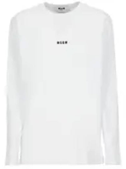 Micro Logo Print Long Sleeve T-Shirt White - MSGM - BALAAN 2