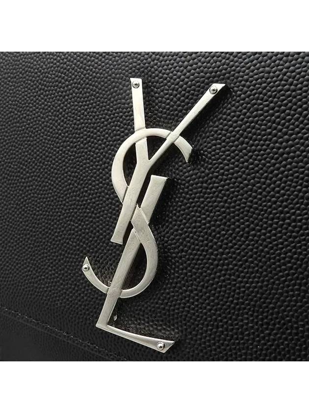 469390 Black Caviar Skin YSL Monogram Kate Satchel Silver Chain Small Shoulder Bag - SAINT LAURENT - BALAAN 4