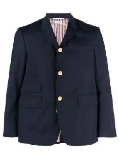 Typewriter Cloth Grosgrain Placket Sport Jacket Navy - THOM BROWNE - BALAAN 2