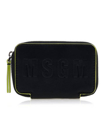 Logo Zip Around Half Wallet Black - MSGM - BALAAN 1