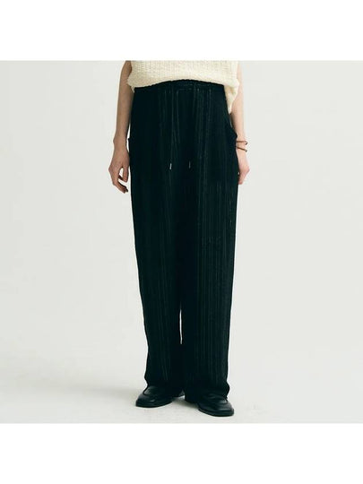 One Tuck Wide Lace Pants Black - NOIRER - BALAAN 2