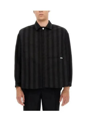 Striped Shirt Jacket Black MRTWWSHR005 WVN006 - SUNNEI - BALAAN 1