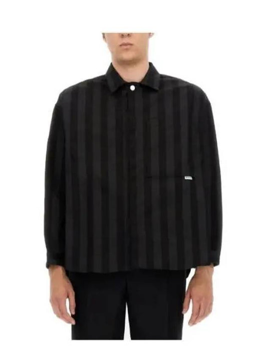 Striped Shirt Jacket Black MRTWWSHR005 WVN006 - SUNNEI - BALAAN 1