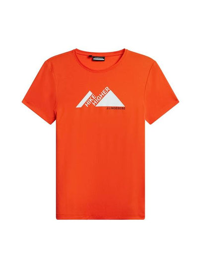 Golf Valeria Graphic Short Sleeve T-Shirt Tangerine Tango - J.LINDEBERG - BALAAN 2