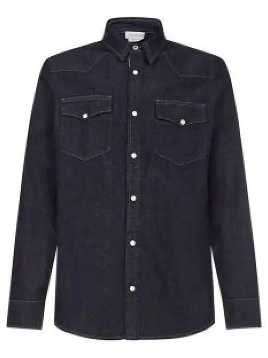 Button Up Long Sleeve Shirt Dark Blue - ALEXANDER MCQUEEN - BALAAN 2