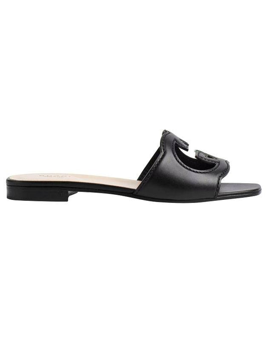Women's Interlocking G Cut Out Slide Sandals Black - GUCCI - BALAAN 1