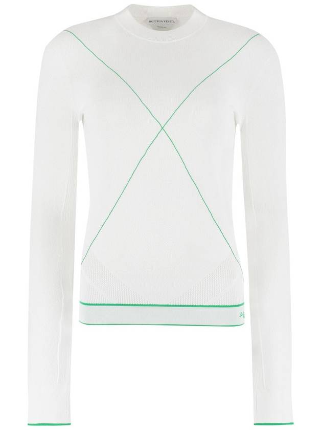 Women's Stitch Line Long Sleeve Knit Top White - BOTTEGA VENETA - BALAAN 2