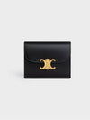 Shiny Triomphe Small Calfskin Half Wallet Black - CELINE - BALAAN 2